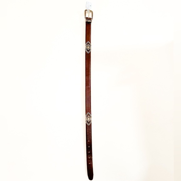 Brighton leather heart accent belt silver buckle size small western vintage boho - Picture 3 of 7